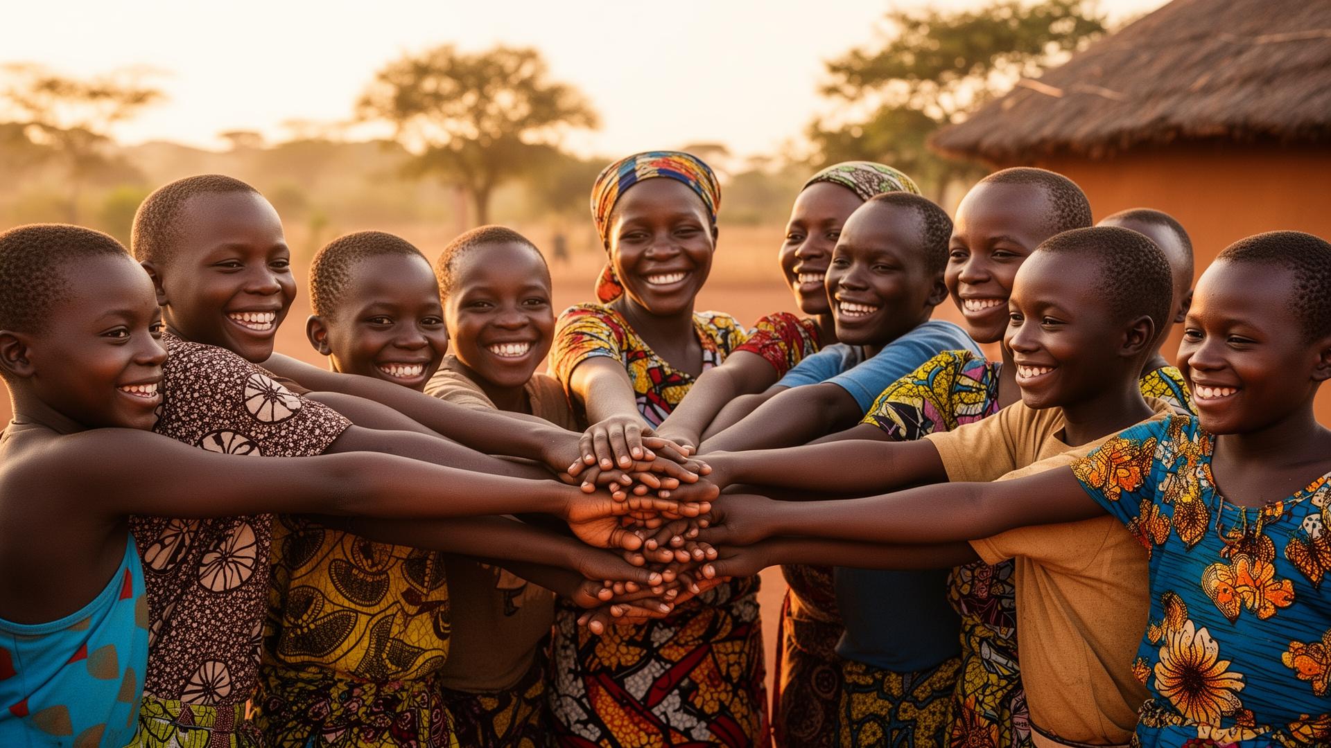Community members joining hands in unity across the Rift Valley
